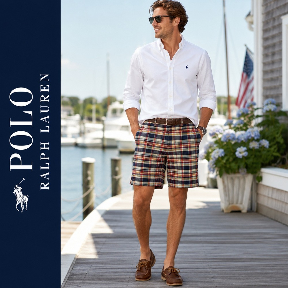 Polo Ralph Lauren Madras Shorts Mens 40 Multi Plaid Classic Fit Cotton Summer